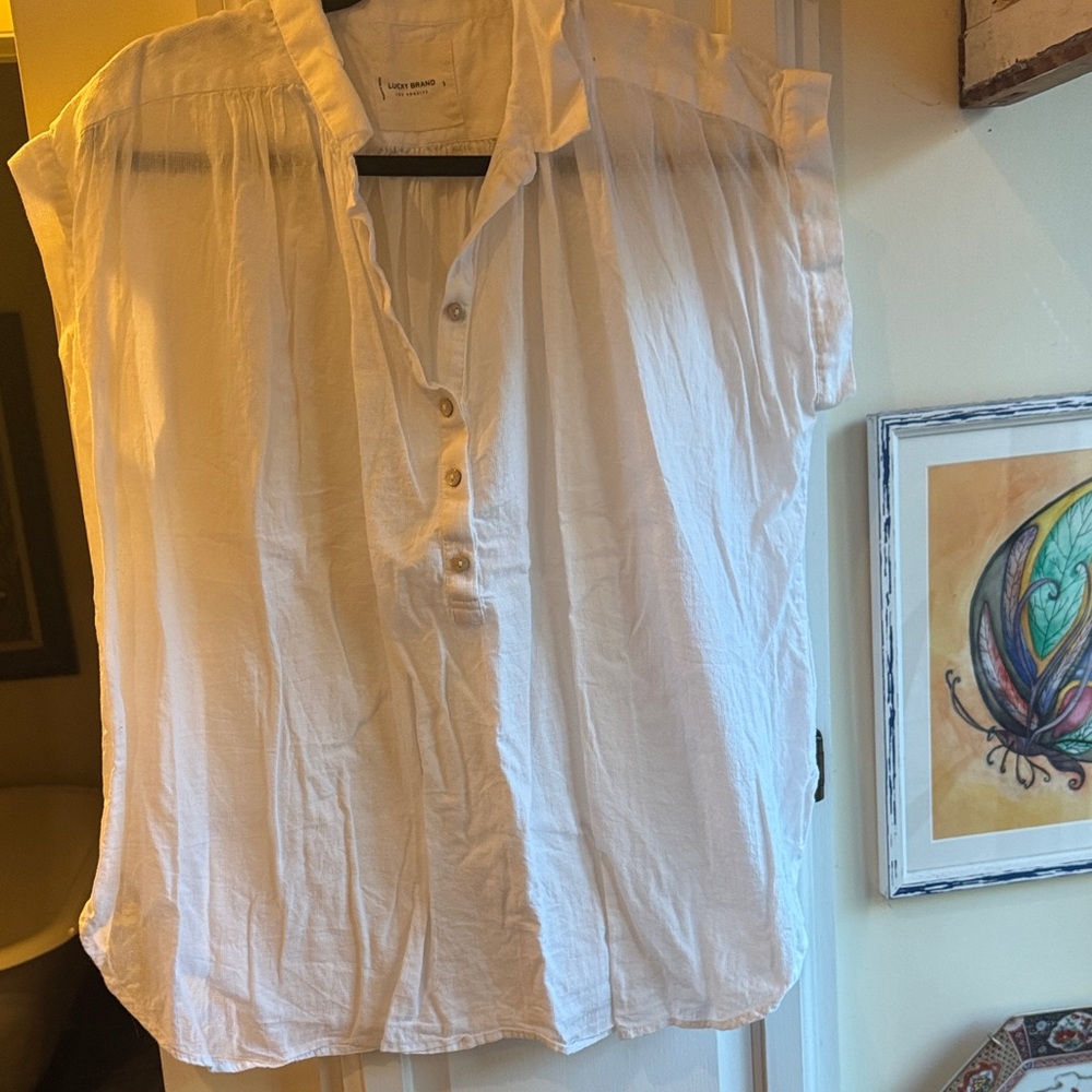 Lucky Brand White Button-Up Blouse